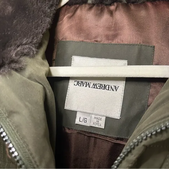103. Andrew Marc Green Quilted Faux Fur Coat Jacket