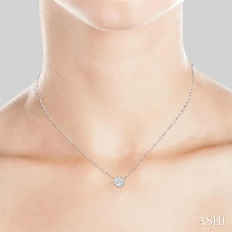 1/3 ctw Round Shape Lovebright Diamond Pendant With Chain in 14K White Gold