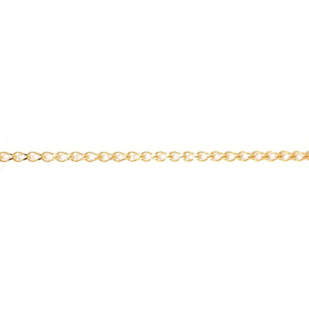 14K Yellow Gold Fancy Link Chain With Crystals