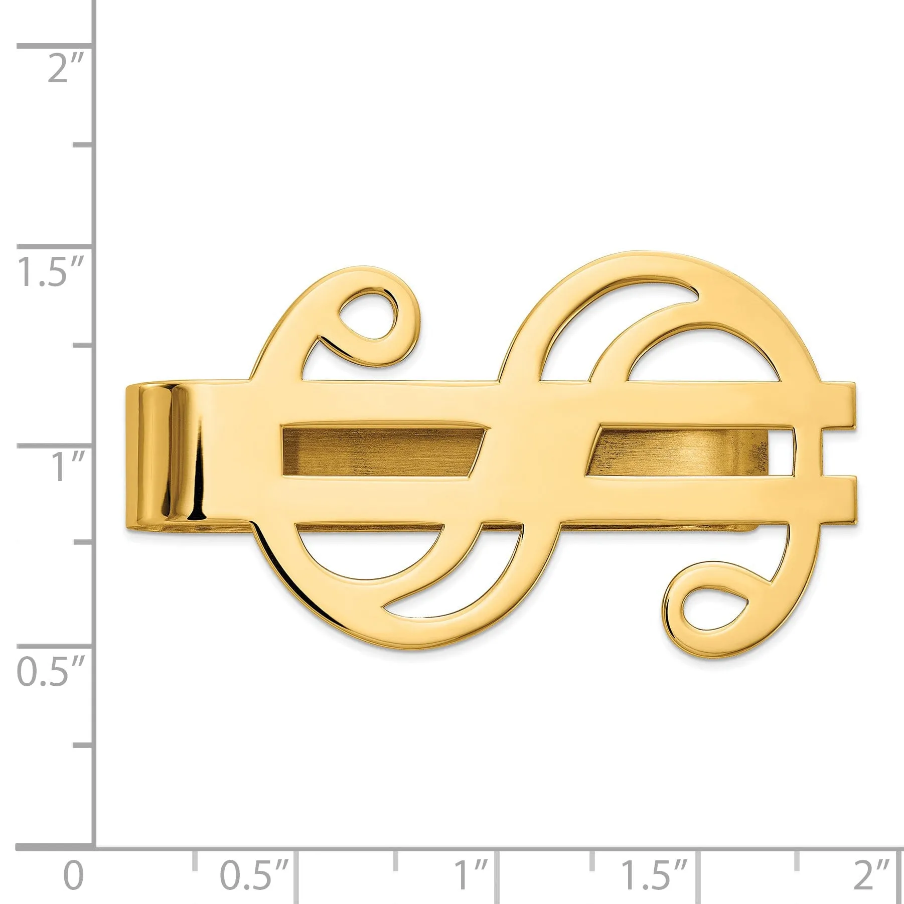 14k Yellow Gold Solid Dollar Sign Money Clip
