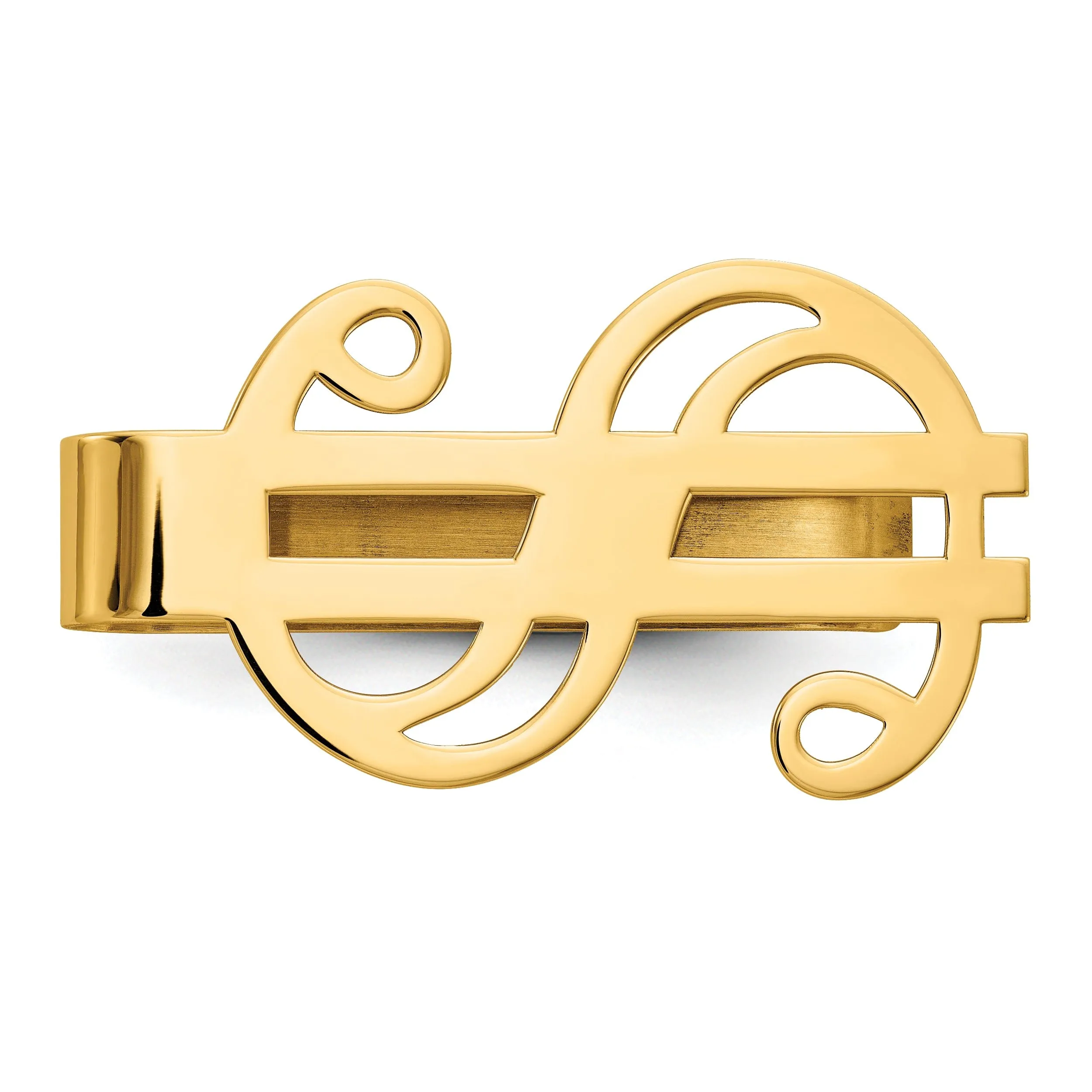 14k Yellow Gold Solid Dollar Sign Money Clip