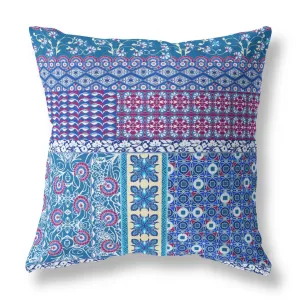 20” Navy Plum Patch Indoor Outdoor Zippered Throw Pillow