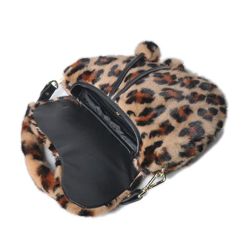 2022 New Lady Real Mink Fur Handbags Fashion Fur Shoulder Bags Saddle Bag Luxury Crossbody Bags 8821