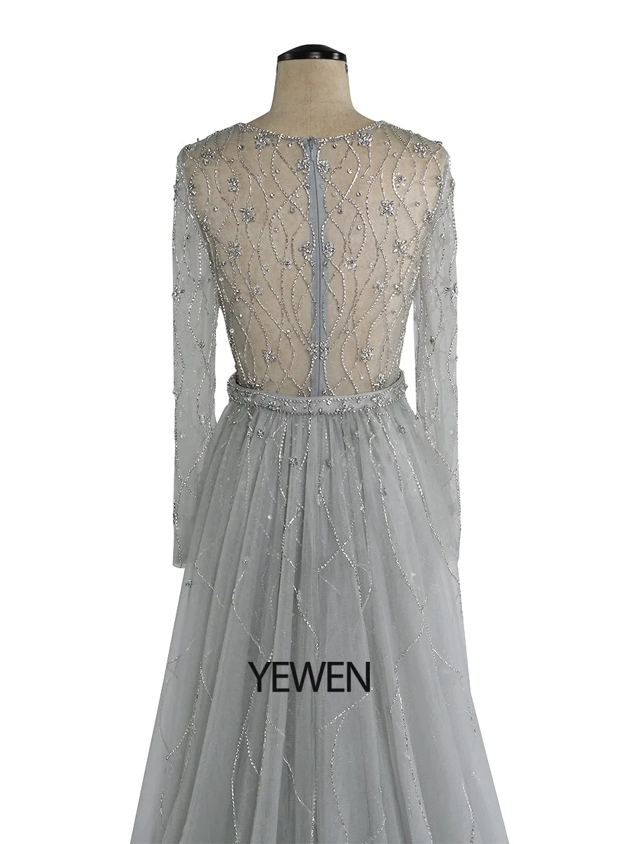 2024 Luxury Crystals Beading Mermaid Evening Gown with Detachable Train YEWEN