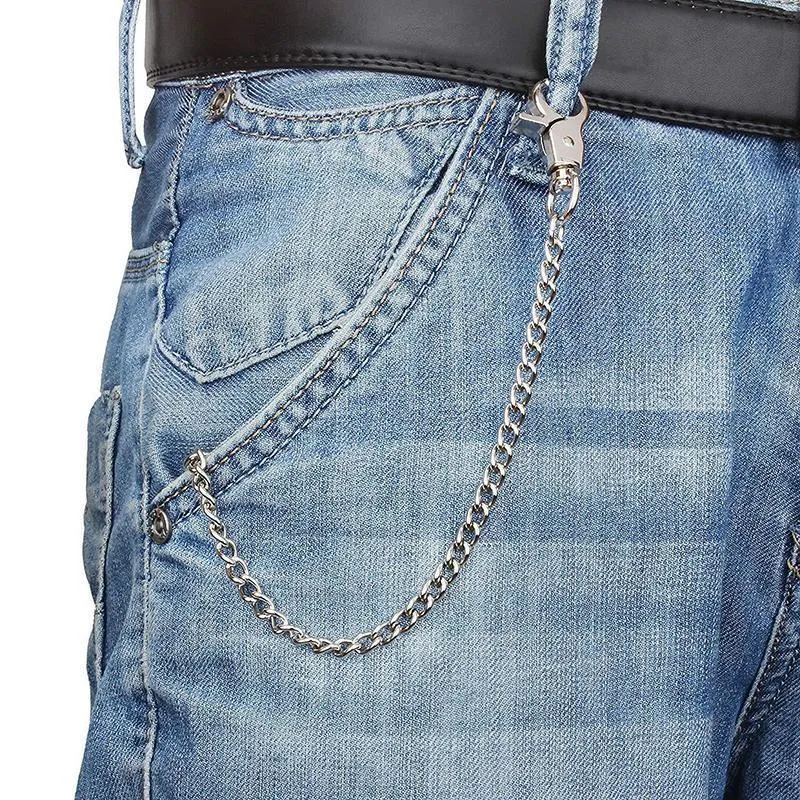 20cm Silver Metal Key Chain Clip Wallet Chain Belt Loop Anti-Loss Pants Holder