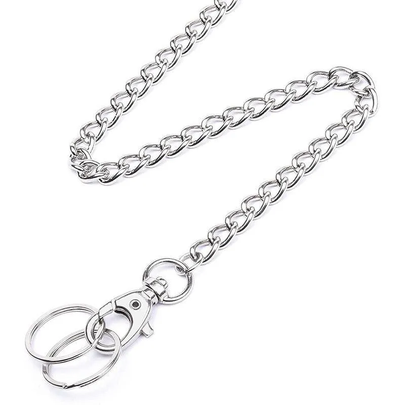 20cm Silver Metal Key Chain Clip Wallet Chain Belt Loop Anti-Loss Pants Holder