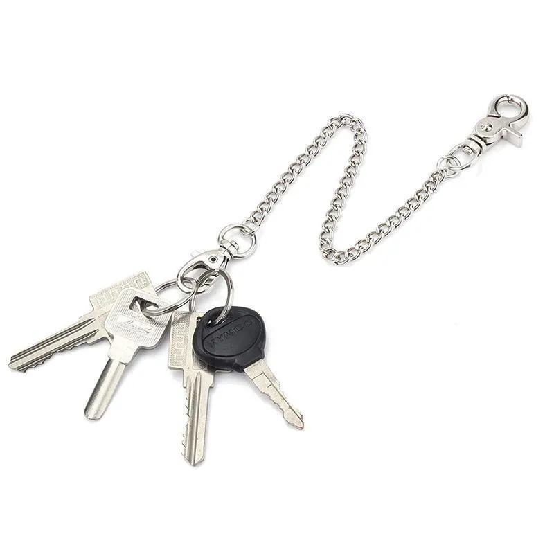20cm Silver Metal Key Chain Clip Wallet Chain Belt Loop Anti-Loss Pants Holder