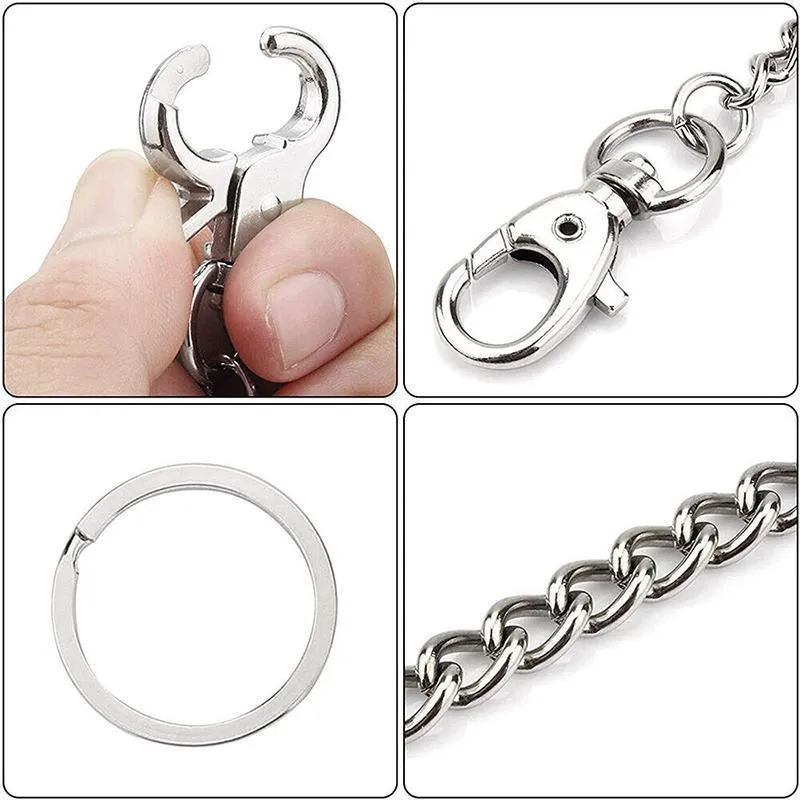 20cm Silver Metal Key Chain Clip Wallet Chain Belt Loop Anti-Loss Pants Holder