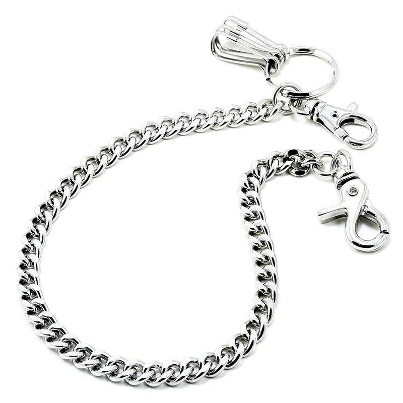 20cm Silver Metal Key Chain Clip Wallet Chain Belt Loop Anti-Loss Pants Holder
