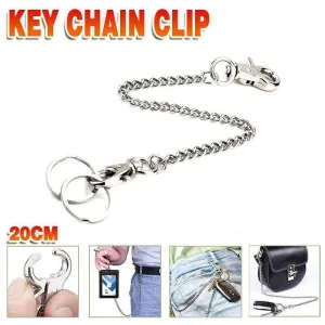 20cm Silver Metal Key Chain Clip Wallet Chain Belt Loop Anti-Loss Pants Holder