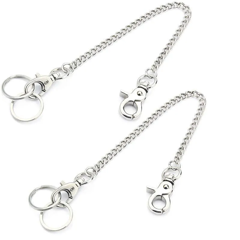20cm Silver Metal Key Chain Clip Wallet Chain Belt Loop Anti-Loss Pants Holder