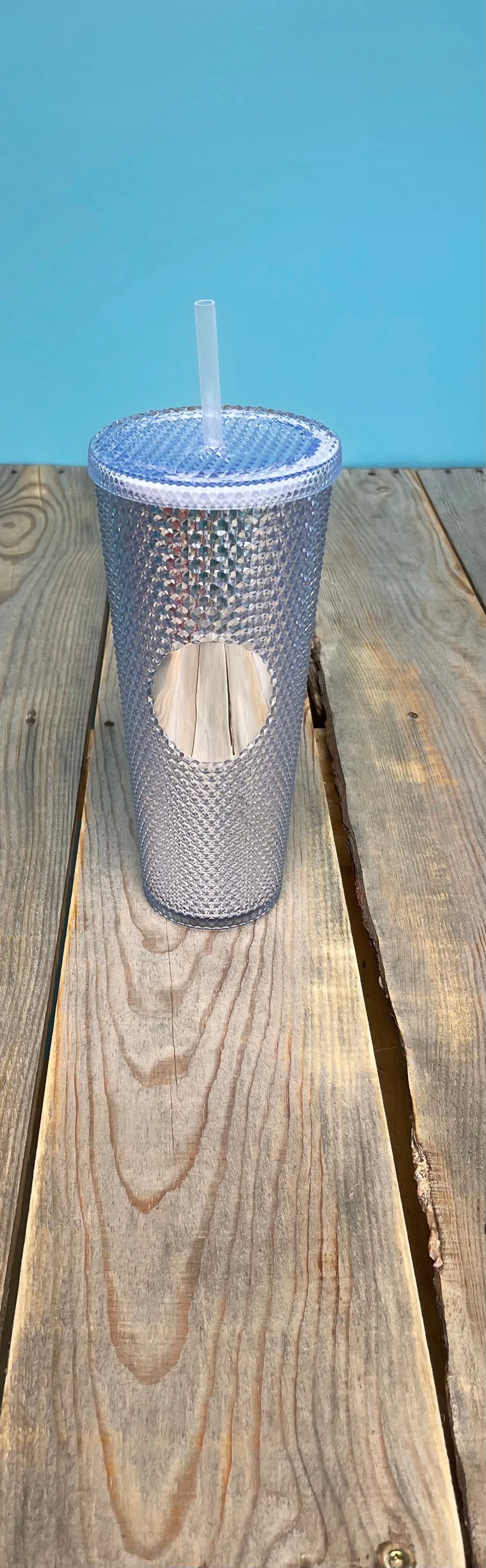 24 oz metallic silver tumbler