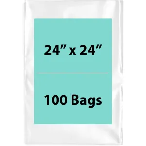24X24 inches Clear Flat Poly Bags 1.5Mil Open Top (LDPE)