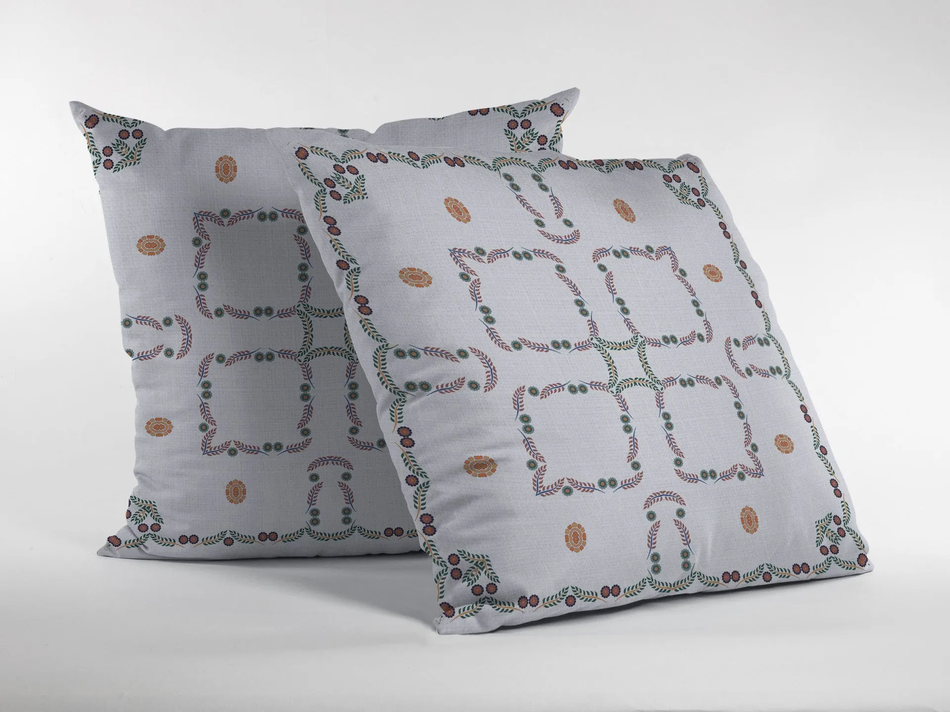 28” White Floral Indoor Outdoor Throw Pillow