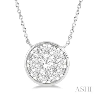 3/4 ctw Round Shape Lovebright Diamond Pendant With Chain in 14K White Gold