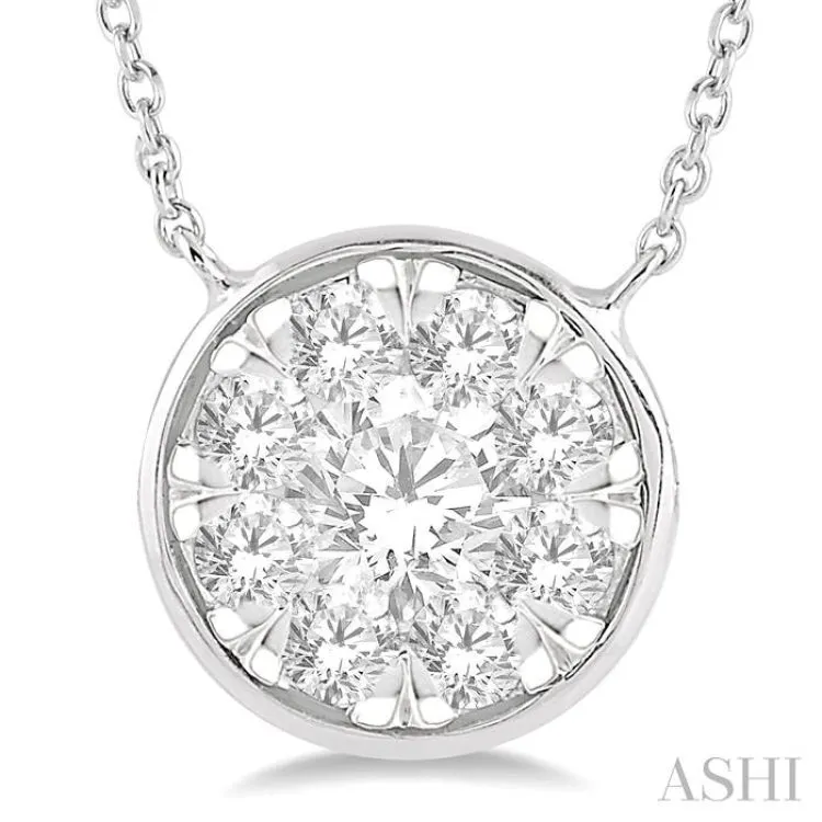 3/4 ctw Round Shape Lovebright Diamond Pendant With Chain in 14K White Gold