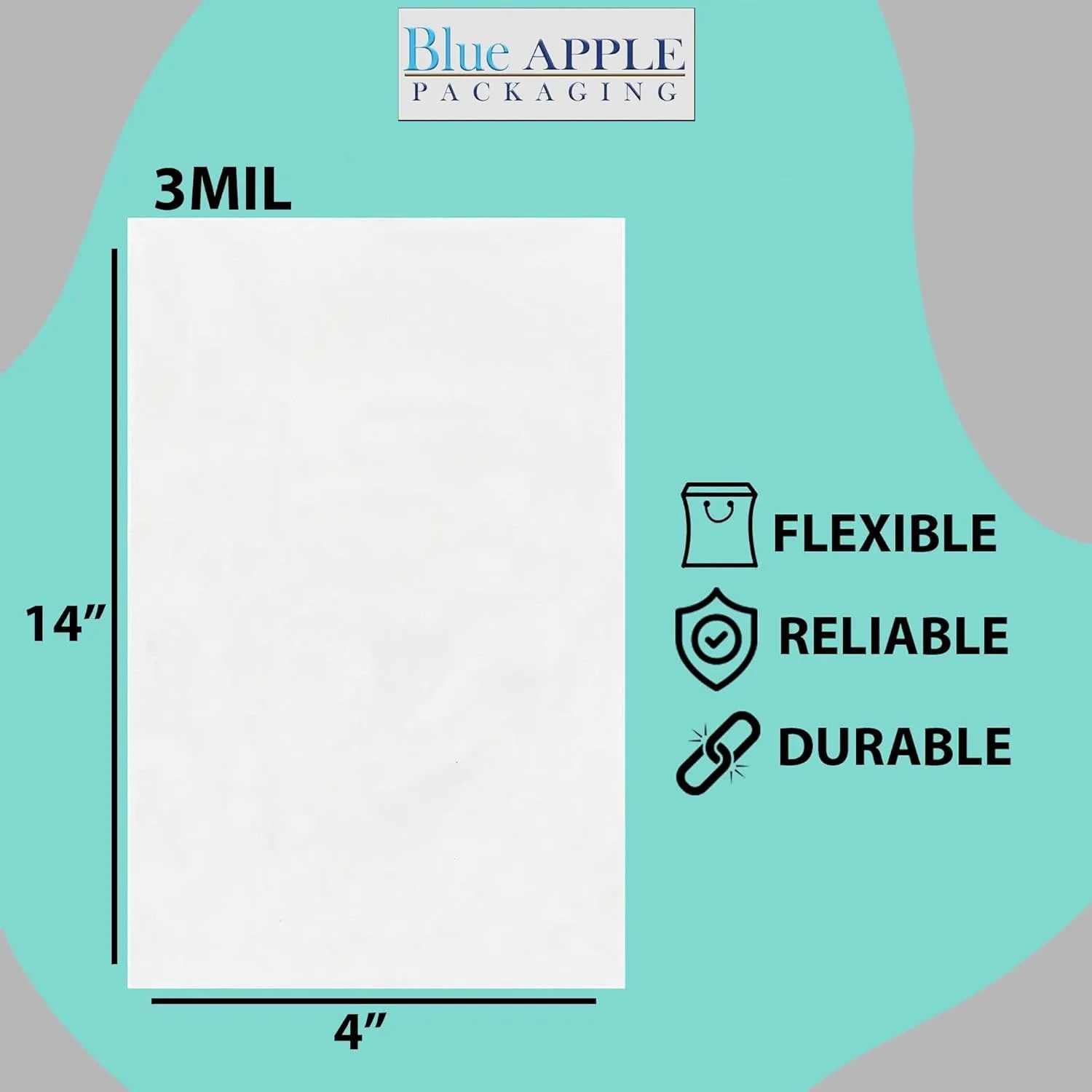 4X14 inches Clear Flat Poly Bags 3Mil Open Top (LDPE)