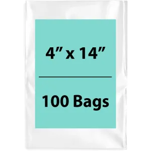 4X14 inches Clear Flat Poly Bags 3Mil Open Top (LDPE)