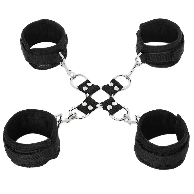 5 Piece Hog Tie & Cuff Set In Black