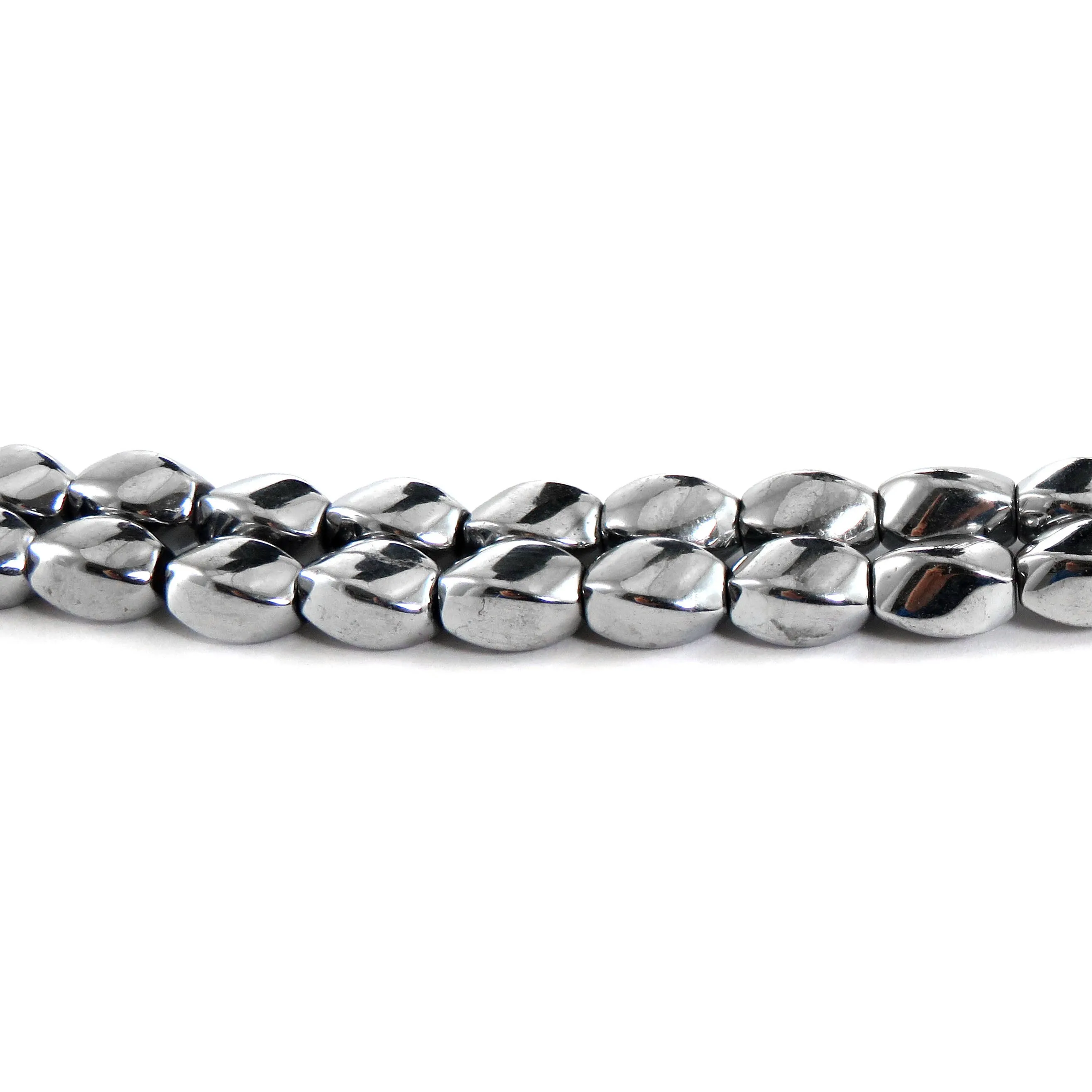 5X8mm Magnetic Hematite Silverplated Twist Mh74