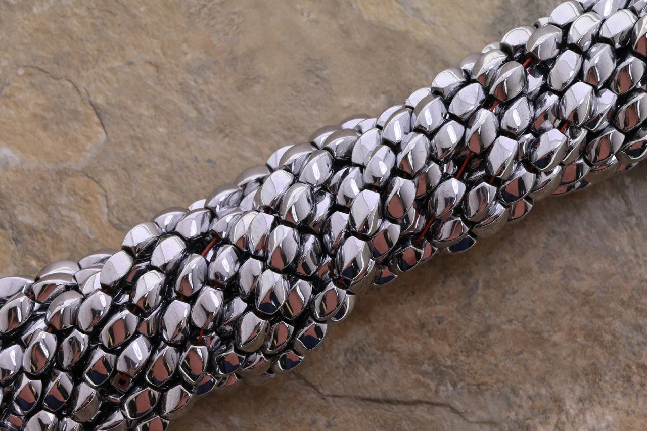 5X8mm Magnetic Hematite Silverplated Twist Mh74