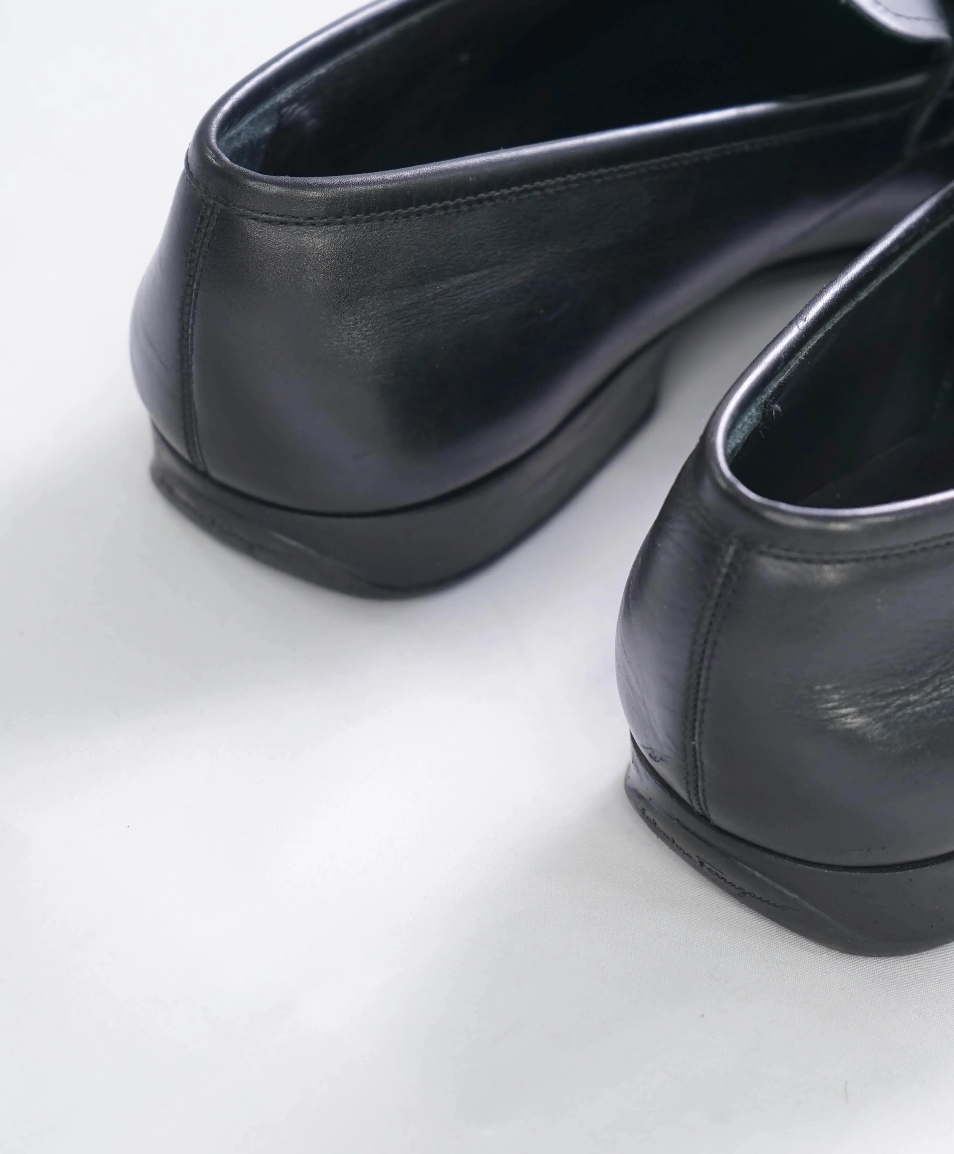 $700 SALVATORE FERRAGAMO -  Black On Black Gancini Leather Loafer- 11 EE
