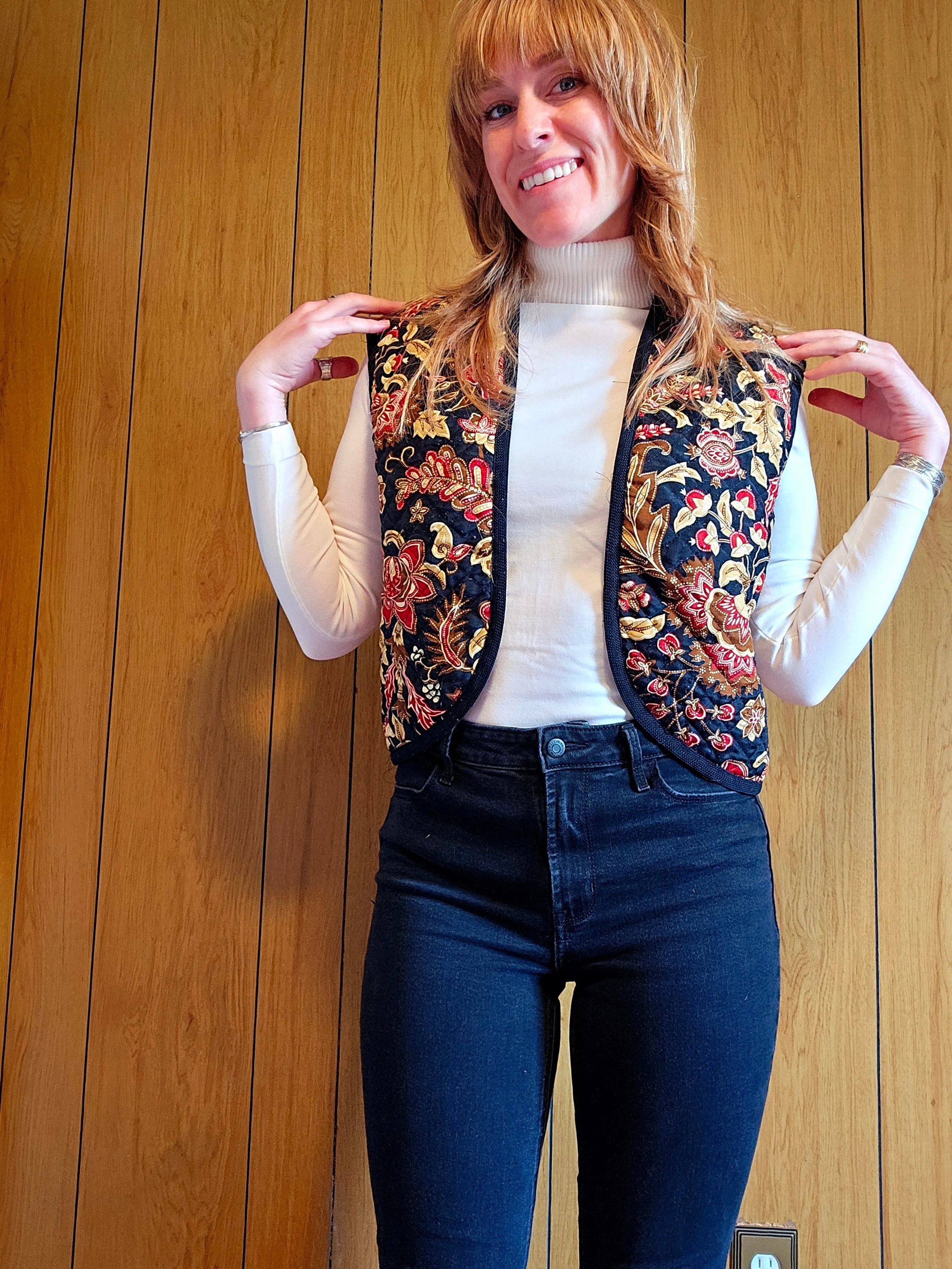 80s Quilted Paisley Vest (S/M)