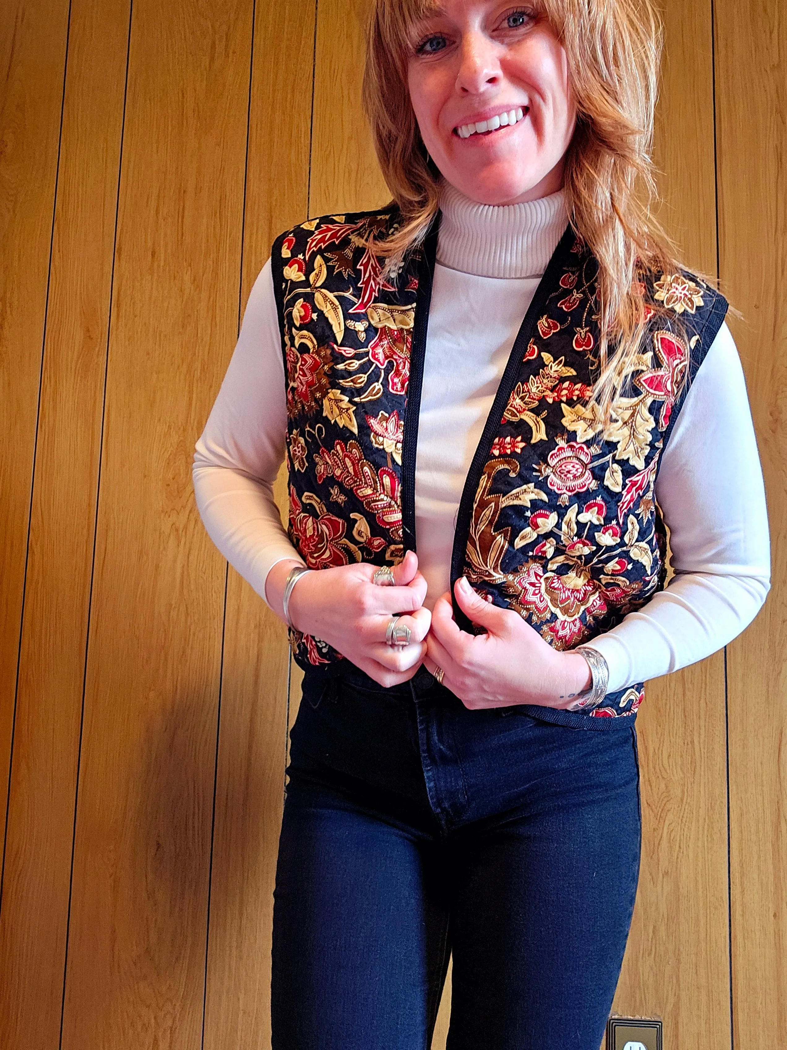 80s Quilted Paisley Vest (S/M)