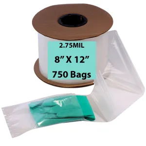8X12 Inches Kwik-Fill® Pre-Opened Poly Bags on Roll 2.75 Mil AutoBags 750/RL