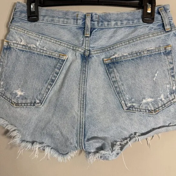 AGOLDE Parker Vintage Cut Off Denim Shorts Women's 27 Blue Distressed Raw Hem
