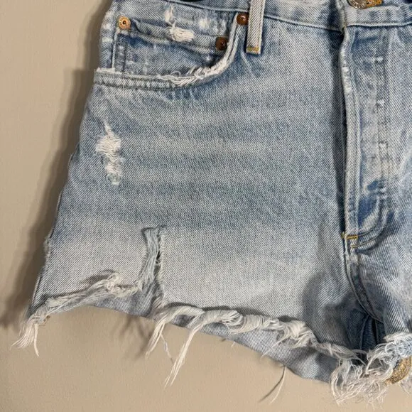AGOLDE Parker Vintage Cut Off Denim Shorts Women's 27 Blue Distressed Raw Hem