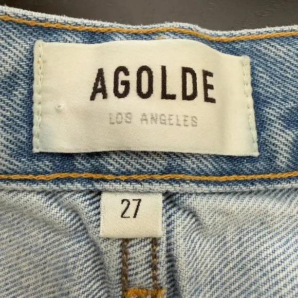 AGOLDE Parker Vintage Cut Off Denim Shorts Women's 27 Blue Distressed Raw Hem