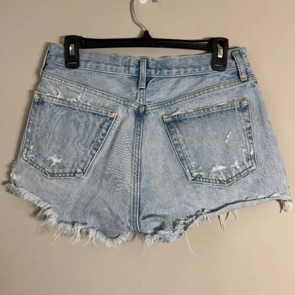 AGOLDE Parker Vintage Cut Off Denim Shorts Women's 27 Blue Distressed Raw Hem