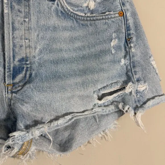 AGOLDE Parker Vintage Cut Off Denim Shorts Women's 27 Blue Distressed Raw Hem
