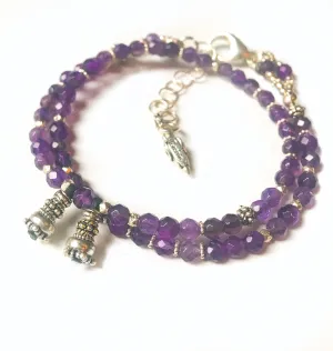 Amethyst & Silver Love Wrap Bracelet