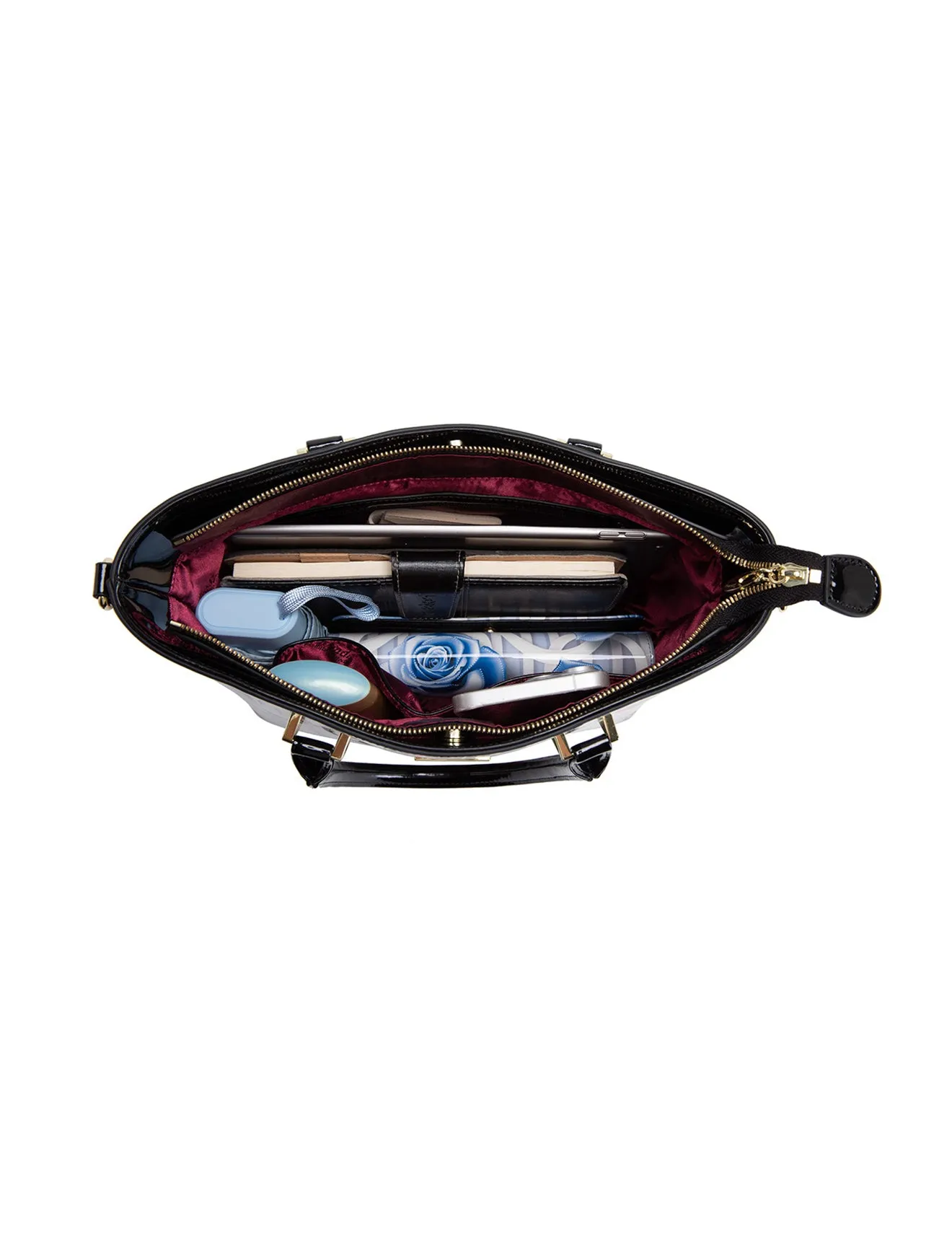 ANTHEA PATENT LEATHER GRIP HANDLE BAG- SF16-8787