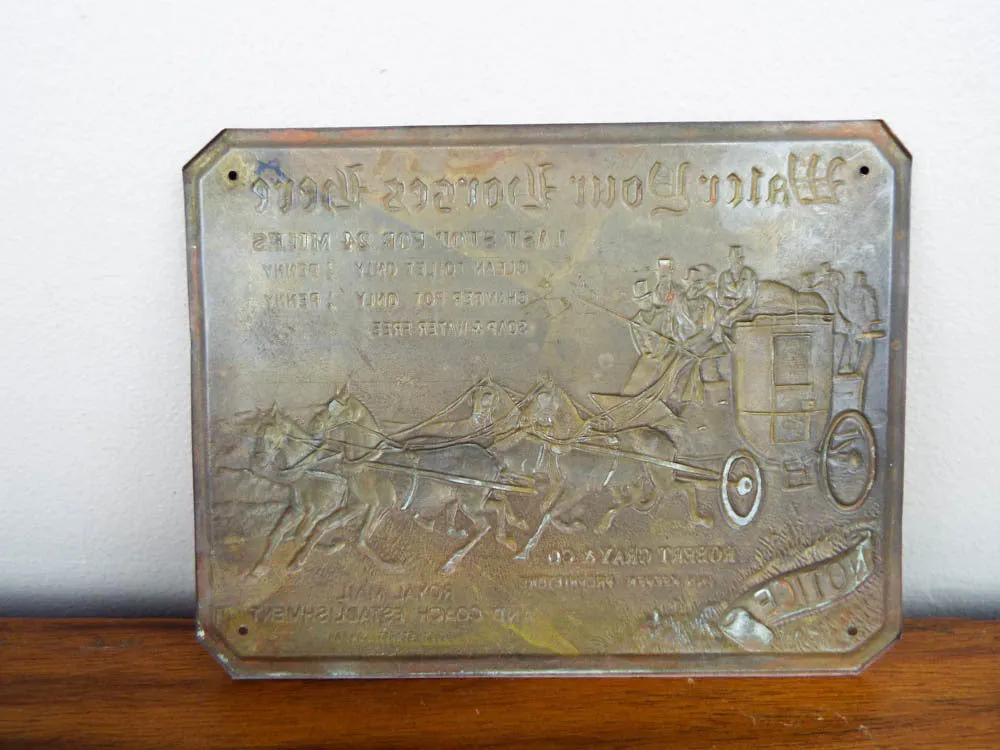 Antique Georgian English Royal Mail Brass Sign ~ Robert Gray & Sons