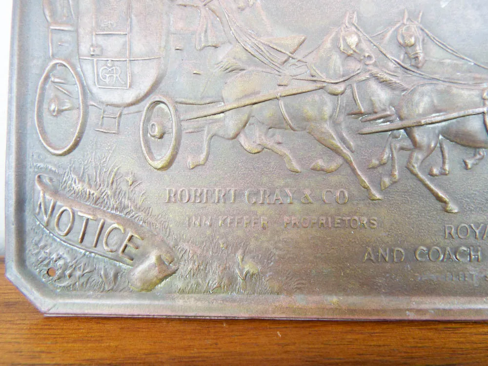 Antique Georgian English Royal Mail Brass Sign ~ Robert Gray & Sons