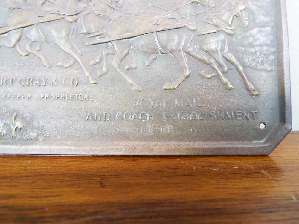 Antique Georgian English Royal Mail Brass Sign ~ Robert Gray & Sons