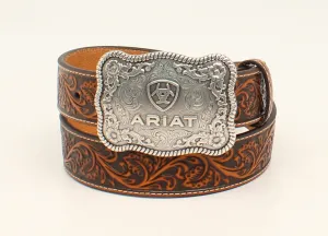 Ariat® Men's Brown Embossed Western Belt w/ Buckle