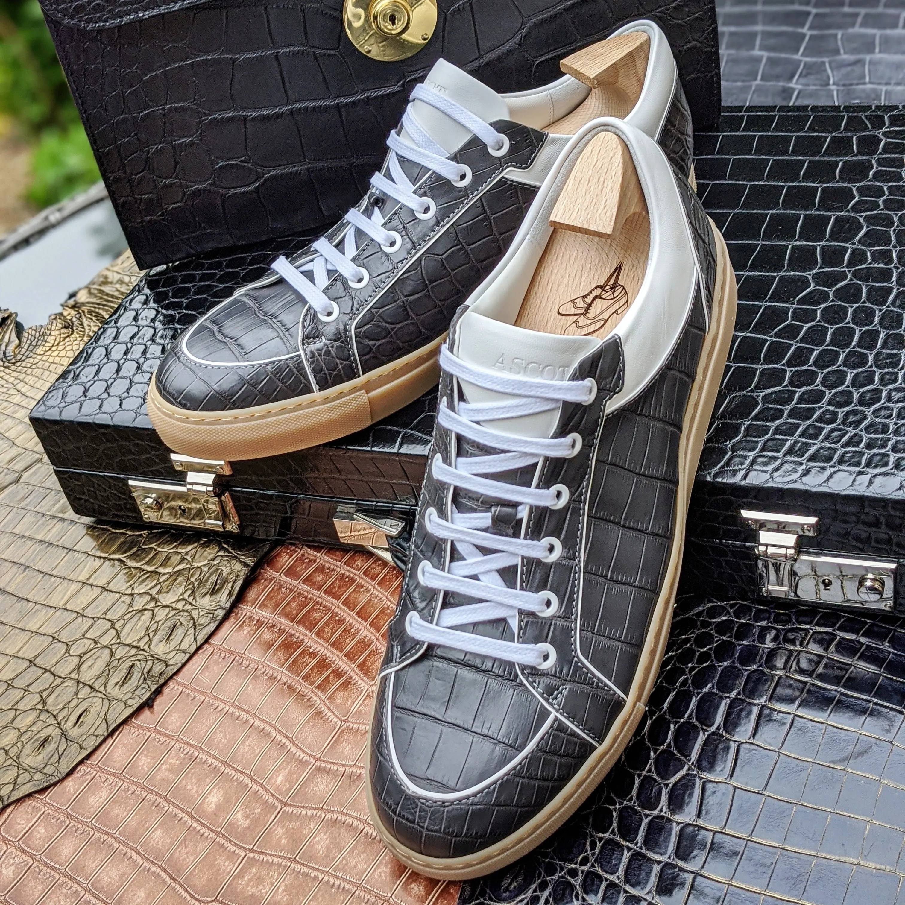 Ascot Sneakers - Caviar Grey Crocodile