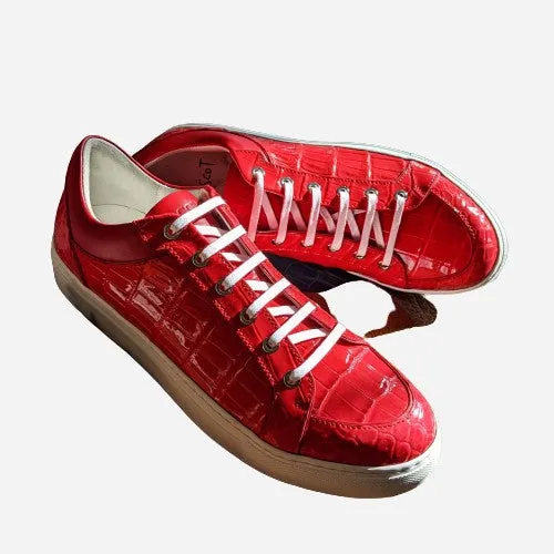 Ascot Sneakers - Ferrari Red Crocodile