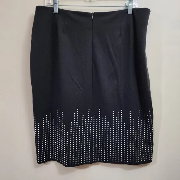 Ashro black studded silver colored bedazzled Claudine skirt woman's size 16