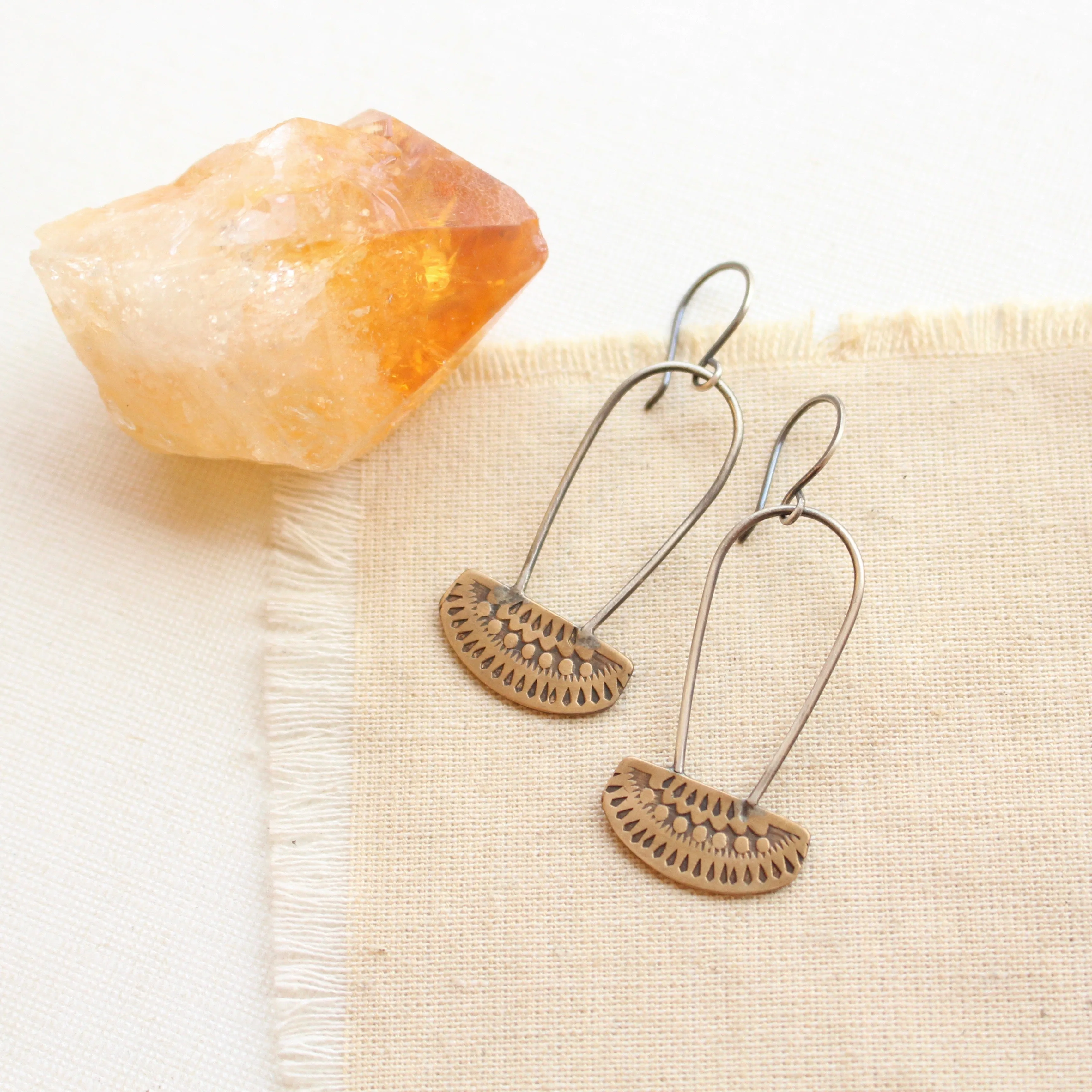Asmi Bronze & Silver Long Loop Earrings