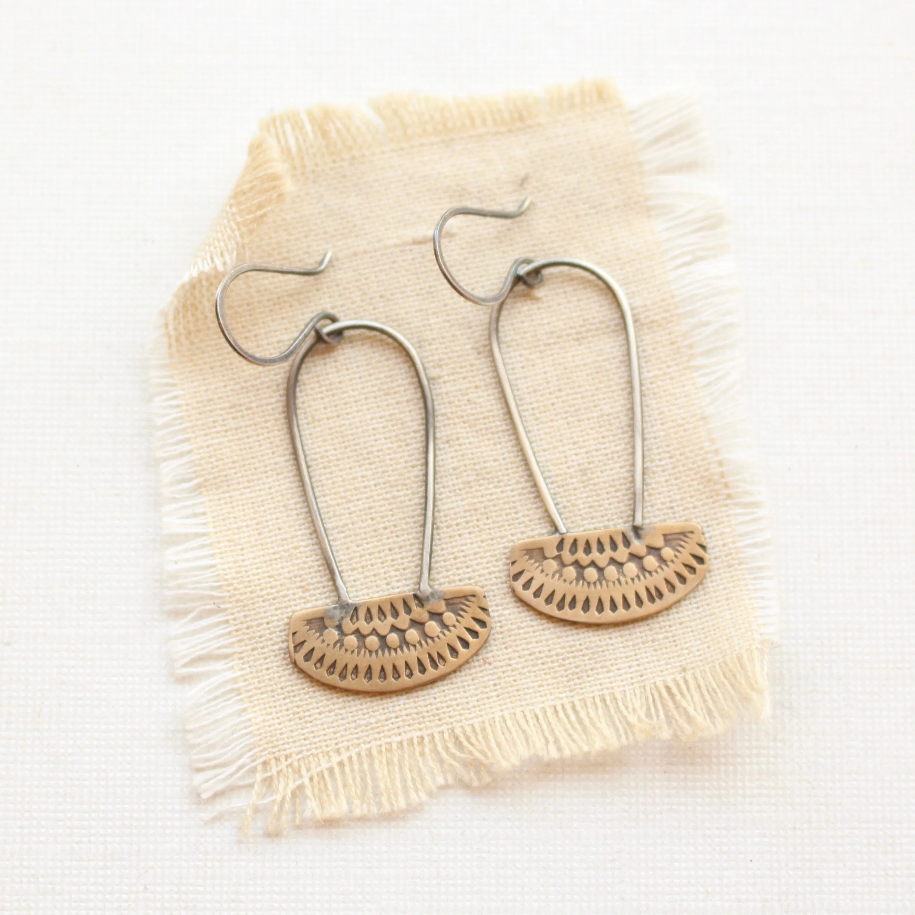 Asmi Bronze & Silver Long Loop Earrings