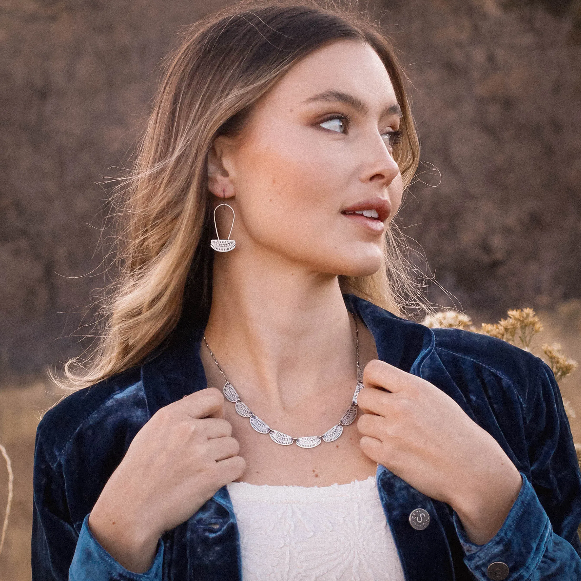 Asmi Long Loop Silver Earrings