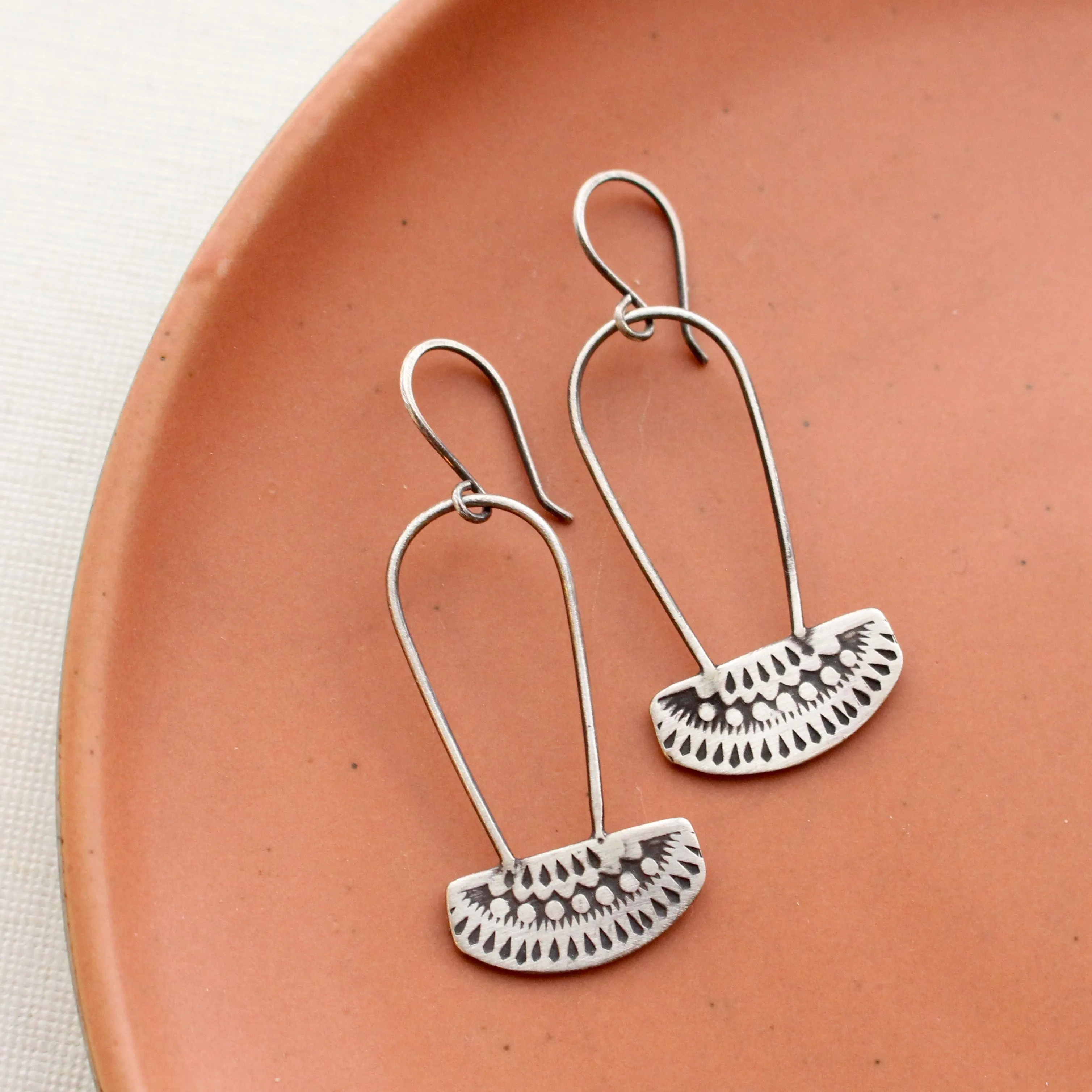 Asmi Long Loop Silver Earrings