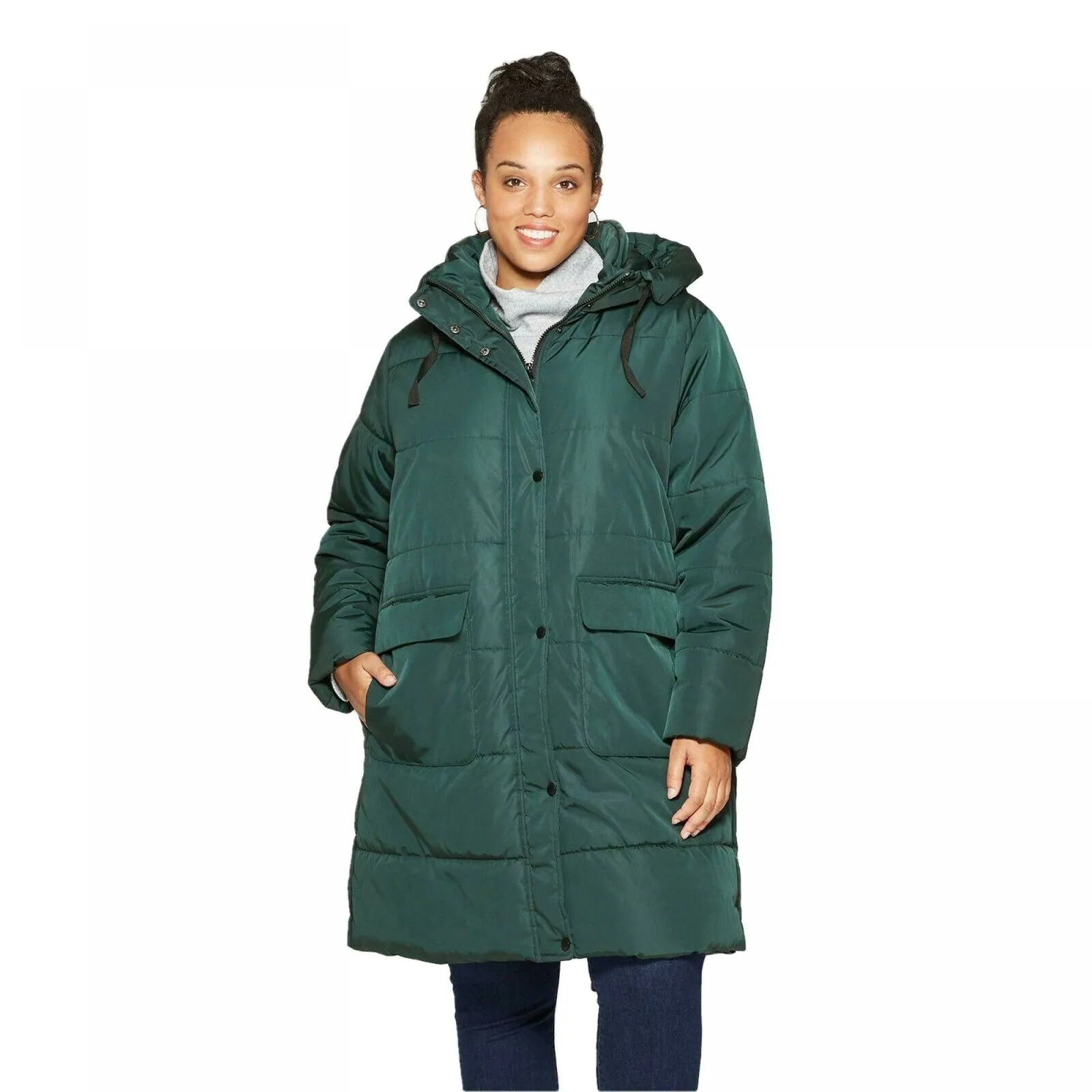 Ava & Viv Women's Plus Size Long Sleeve Quilted Puffer Jacket