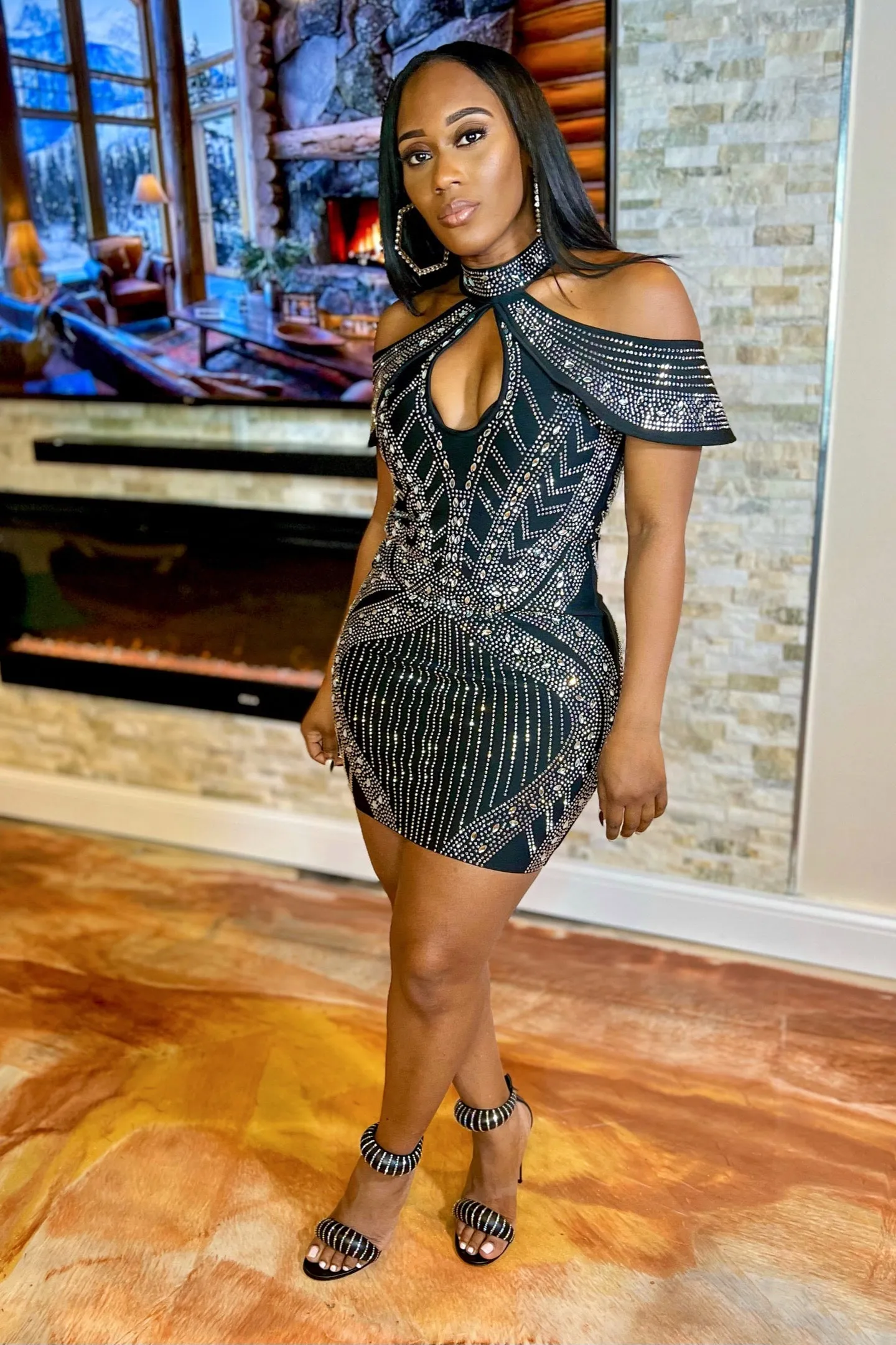 BEADED BANDAGE DRESS