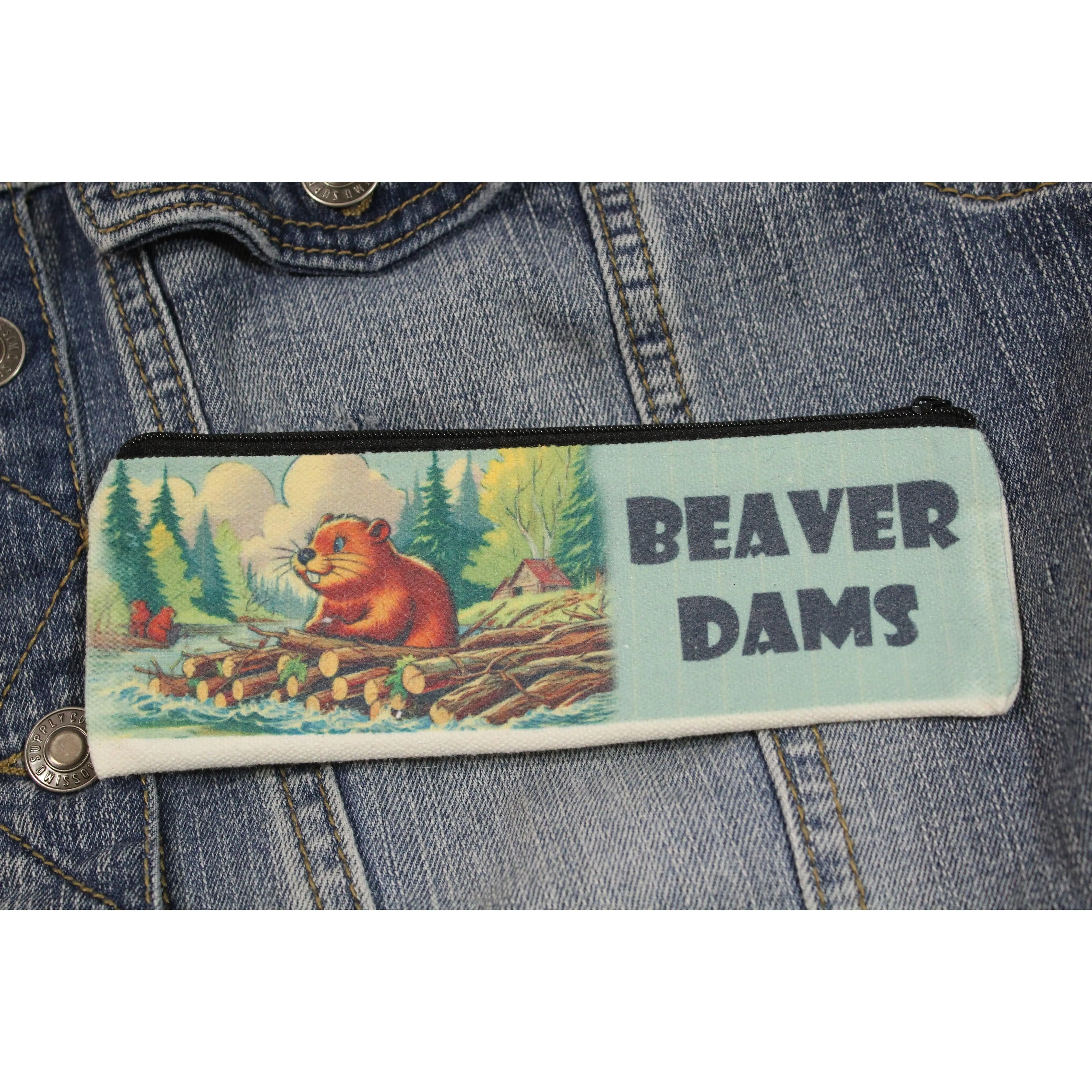 Beaver Dams Small Whatever Bag | Tampon Makeup Pencil Case 6.5" x 2"